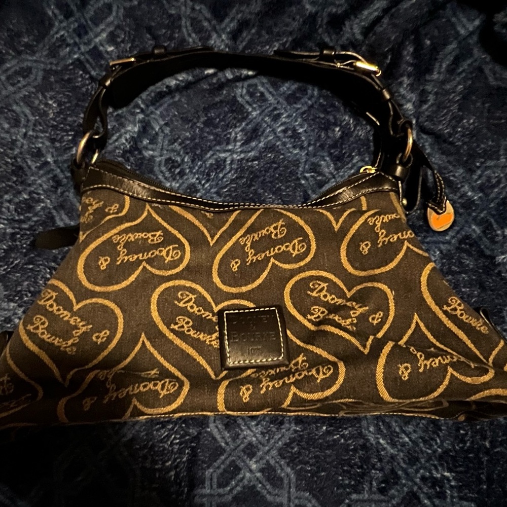 VINTAGE Dooney and Bourke Circle Heart
Canvas Mini Hobo Shoulder Bag